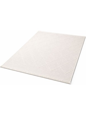 Şekerci Tekstil Sisal Görünümlü Beyaz Halı Kaymaz Taban Robot Süpürge Uyumlu Modern Kilim %85 Polyester %15 Pamuk