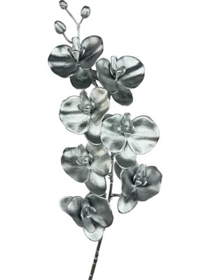 Nettenevime Yapay Çiçek Gümüş Metalik Renk Orkide Uzun Dal 80CM Orkide