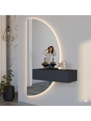 Feyza Design Gri Yüksekliği 160 cm Cam Dresuar