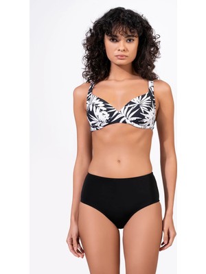 Endeep Kadın Çiçek Desenli Toparlayıcı Siyah Bikini Takımı