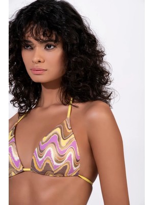 Endeep Kadın Yarım Dolgulu Zigzag Desenli Parıltılı Bikini Takımı