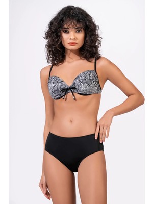 Endeep Kadın Balenli Destekli Bağcık Detaylı Yüksek Bel Bikini Takımı
