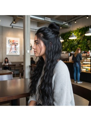 Najmaddin.com Fiber Sen Kabarık Dalgalı 8 Parça Çıt Çıt / Siyah