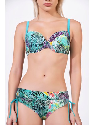 Endeep Kadın Balenli Destekli Desenli Mavi Bikini Takımı