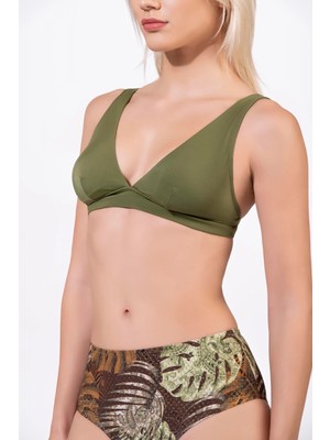 Endeep Kadın Desenli Özel Lurex Kumaş Yüksek Bel Toparlayıcı Bikini Takımı