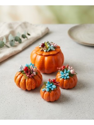 Zedef Tasarım Dörtlü El Yapımı Kabak Dekor Seti: