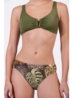 Endeep Kadın Desenli Özel Lurex Kumaş Toparlayıcı Bikini Takımı
