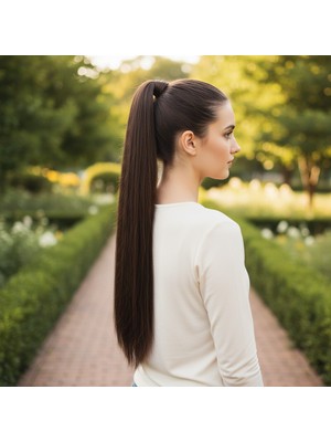 Najmaddin.com Bağlamalı Düz At Kuyruğu / Kahve Karamel