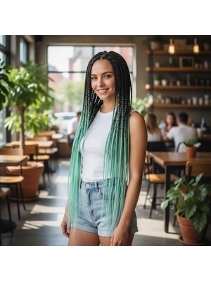 Najmaddin.com Afrika Örgüsü ve Rasta Için Sen Ombreli  / Siyah / Su Yeşili