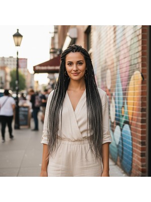 Najmaddin.com Afrika Örgüsü ve Rasta Için Sen Ombreli  / Siyah / Koyu Gri