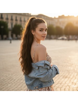 Najmaddin.com Bağlamalı Dalgalı At Kuyruğu / Açık Kahve