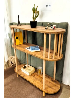 Feyza Design Ahşap Ayaklı Çok Renkli Dekoratif Dresuar ve Raflı Konsol