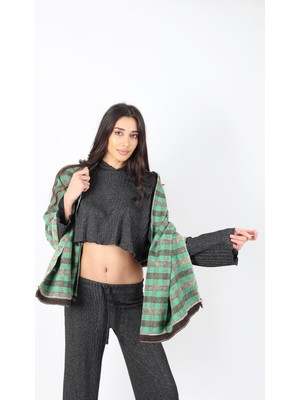 Decostyle Şık Kullanım Pamuk Polyester Şal-Yeşil