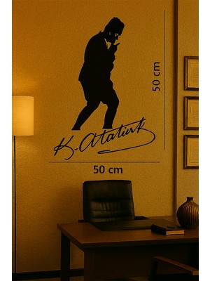 Decostyle Ahşap Işleme Duvar Süsü- Atatürk Silüeti- 50 cm x 30 cm