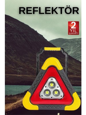 Decostyle Işıklı Üçgen Reflektör LED Projektör Acil Durum Feneri Flaşör 500 Lümen