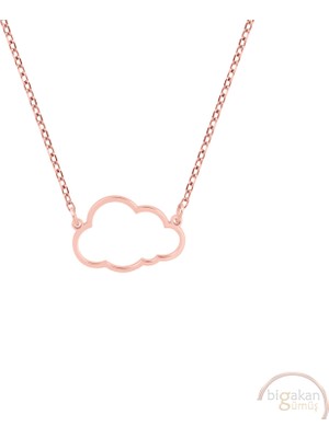 Bigakan Bulut Taşsız Model 925 Ayar Gümüş Kadın Kolye Rose Kaplama