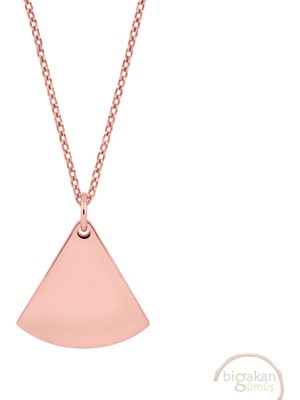 Bigakan Pizza Dilimi Taşsız Model 925 Ayar Gümüş Kadın Kolye Rose Kaplama
