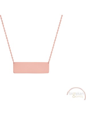 Bigakan Diktörgen Tasarın Sade Taşsız Model 925 Ayar Gümüş Kadın Kolye Rose Kaplama