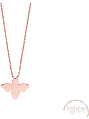 Bigakan Arı Böcek Taşsız Model 925 Ayar Gümüş Kadın Kolye Rose Kaplama