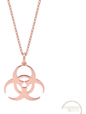 Bigakan Kimyasal Tehlike Nükleer Taşsız Model 925 Ayar Gümüş Kadın Kolye Rose Kaplama