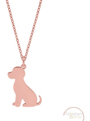 Bigakan Köpek Zarif Taşsız Model 925 Ayar Gümüş Kadın Kolye Rose Kaplama