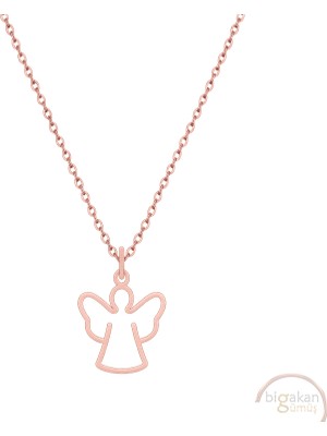 Bigakan Peri Minimal Melek Taşsız Model 925 Ayar Gümüş Kadın Kolye Rose Kaplama