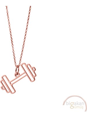 Bigakan Dambıl Taşsız Model 925 Ayar Gümüş Kadın Kolye Rose Kaplama