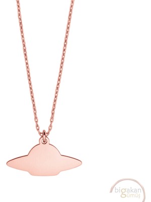 Bigakan Ufo Taşsız Model 925 Ayar Gümüş Kadın Kolye Rose Kaplama