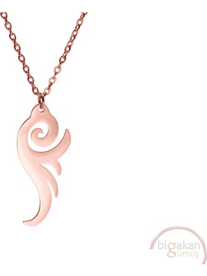 Bigakan Alevli Sembol Taşsız Model 925 Ayar Gümüş Kadın Kolye Rose Kaplama