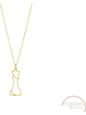 Bigakan Vezir Santranç Taşsız Model 925 Ayar Gümüş Kadın Kolye Altın Kaplama