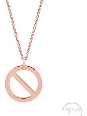 Bigakan Yasak Girilmez Sınır Taşsız Model 925 Ayar Gümüş Kadın Kolye Rose Kaplama