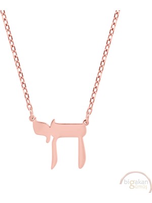 Bigakan Chai Kolye Hayat Sembolü Taşsız Model 925 Ayar Gümüş Kadın Kolye Rose Kaplama