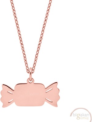 Bigakan Şeker Taşsız Model 925 Ayar Gümüş Kadın Kolye Rose Kaplama