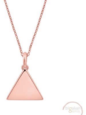 Bigakan Üçgen Taşsız Model 925 Ayar Gümüş Kadın Kolye Rose Kaplama