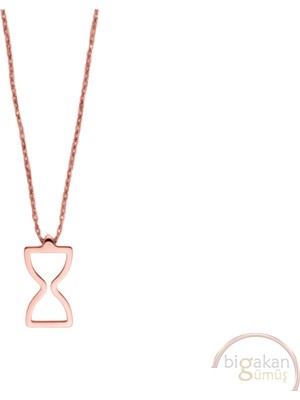 Bigakan Zaman Kumsaati Taşsız Model 925 Ayar Gümüş Kadın Kolye Rose Kaplama