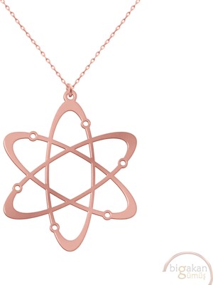 Bigakan Atom Taşsız Model 925 Ayar Gümüş Kadın Kolye Rose Kaplama