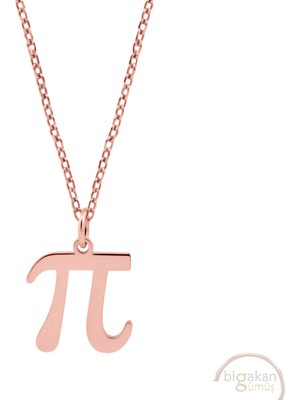 Bigakan Pi Sayısı Matematik Bilim Taşsız Model 925 Ayar Gümüş Kadın Kolye Rose Kaplama