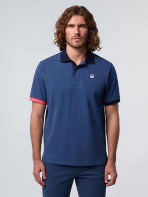 Regular Fit Kontrast Şerit Detaylı Nakışlı Pamuk Polo Yaka Tişört