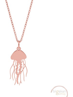 Bigakan Deniz Anası Taşsız Model 925 Ayar Gümüş Kadın Kolye Rose Kaplama