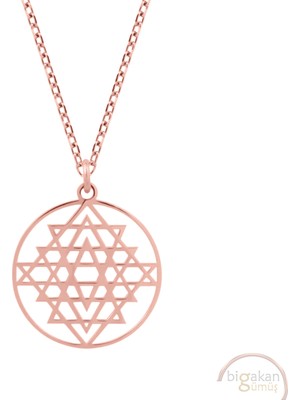 Bigakan Valknut Sembolü Yeniden Doğuş Valhala Taşsız Model 925 Ayar Gümüş Kadın Kolye Rose Kaplama