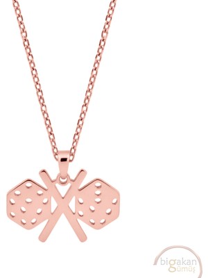 Bigakan Zar Şans Taşsız Model 925 Ayar Gümüş Kadın Kolye Rose Kaplama