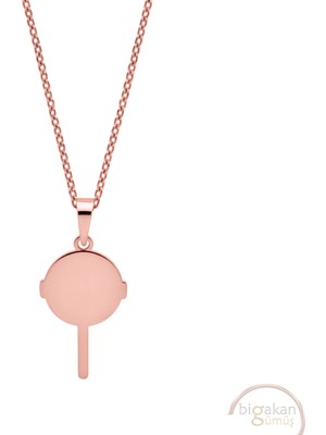Bigakan Lolipop Şeker Taşsız Model 925 Ayar Gümüş Kadın Kolye Rose Kaplama