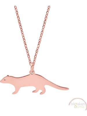 Bigakan Gelincik Sansar Taşsız Model 925 Ayar Gümüş Kadın Kolye Rose Kaplama