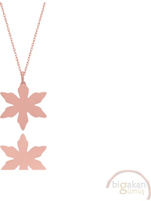 Bigakan Çiçek Taşsız Model 925 Ayar Gümüş Kadın Kolye Rose Kaplama