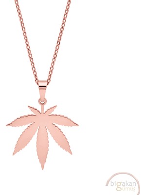 Bigakan Mariyana Yaprağı Taşsız Model 925 Ayar Gümüş Kadın Kolye Rose Kaplama