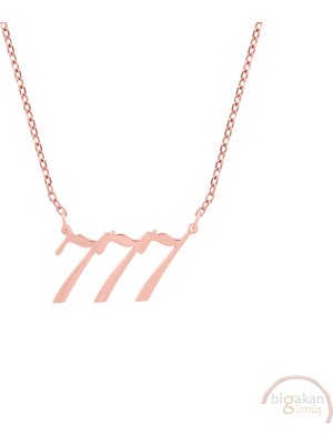 Bigakan 777 Şans Kolyesi Taşsız Model 925 Ayar Gümüş Kadın Kolye Rose Kaplama