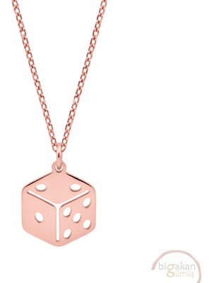 Bigakan Zar Taşsız Model 925 Ayar Gümüş Kadın Kolye Rose Kaplama