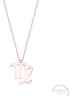 Bigakan Başak Burcu Astroloji Burç Virgo Taşsız Model 925 Ayar Gümüş Kadın Kolye Rose Kaplama