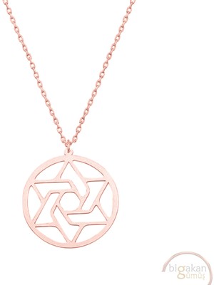 Bigakan Okült Kara Büyü Tarot Ters Pentagram Taşsız Model 925 Ayar Gümüş Kadın Kolye Rose Kaplama