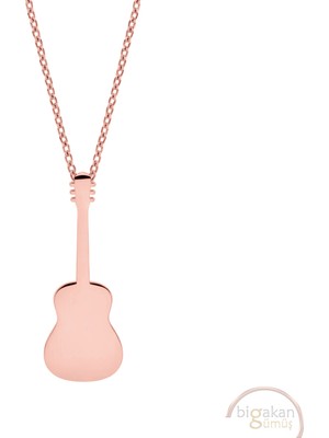 Bigakan Gitar Taşsız Model 925 Ayar Gümüş Kadın Kolye Rose Kaplama